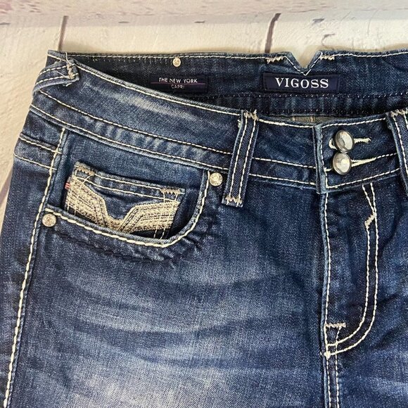 Vigoss The New York Capri Jeans Women's Size 6 (30 x 25) Mid Rise Embellished - Picture 9 of 15